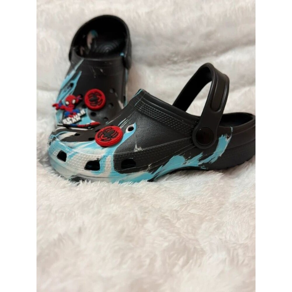 Kids Spider-Man Marble Clogs Slip On Water Shoes Tie Dye Size EU 32/33 Kids
